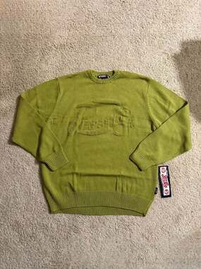 Vintage Pepsi-Cola Lime Green Embellished Embroidered Logo Knit Sweater XL